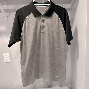 Fila Black/Heather Gray Athletic Polo